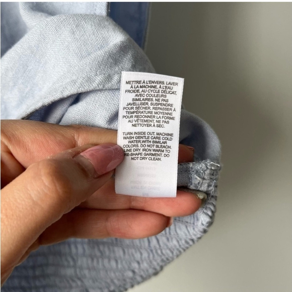 Dynamite linen blend Light Blue Knot Front crop Top NWT size medium - Picture 6 of 8